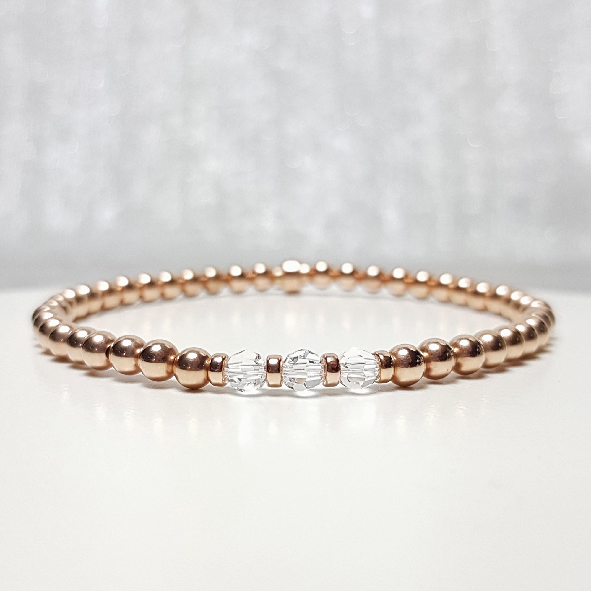 April Birthstone Bracelet Rose Gold and Crystal Bracelet Etsy UK