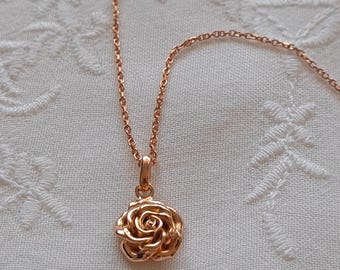 Rose Necklace | June Birth Flower Necklace | Rose Gold Rose Charm | June Birthday Flower Necklace | June Birthday Gift | Rose Gold Rose