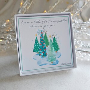 Weihnachtsstern Ohrringe | Sterling Silber und Zirkonia Stern Ohrstecker | Christmas Sparkle Ohrringe | Weihnachtskarte Ohrringe