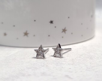 Orecchini a forma di stella in argento sterling 925, con catena, per