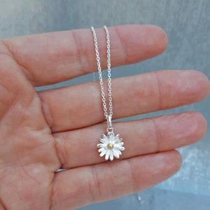 Daisy Necklace April Birth Flower Necklace Silver Daisy April Birth Flower Jewellery April Birthday Gift Silver Necklace image 4