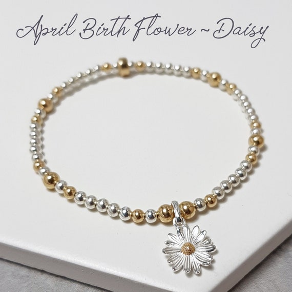 April Birth Flower Daisy Bracelet | Birth Month Flower Daisy