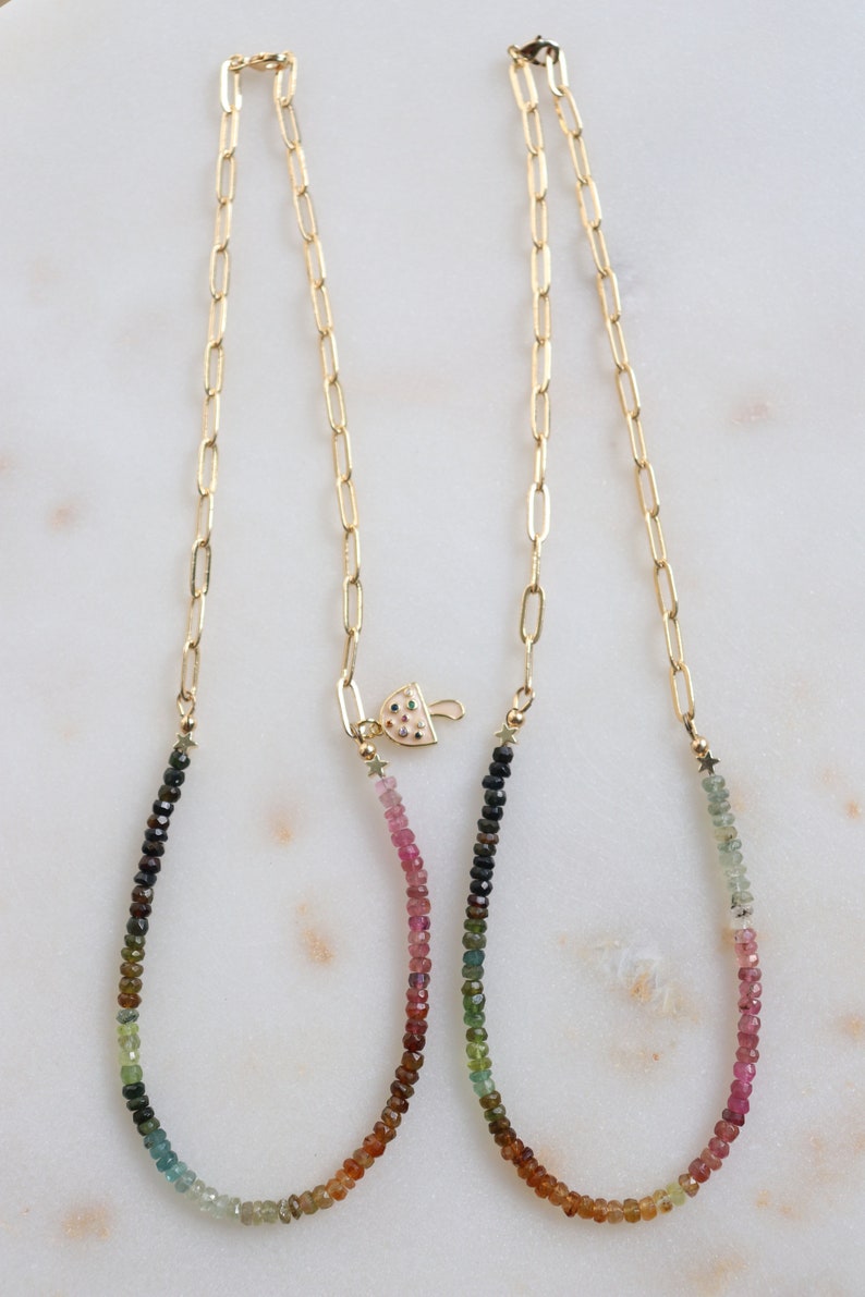 Light Luxury Colorful Tourmaline Beaded Necklace With A Sense Of Luxury And Niche Design Neck Chain Enamel Color Pendant Vintage Sweater Necklace