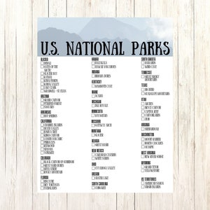 US National Parks Checklist Printable 2022 | US Letter | Blue Mountains