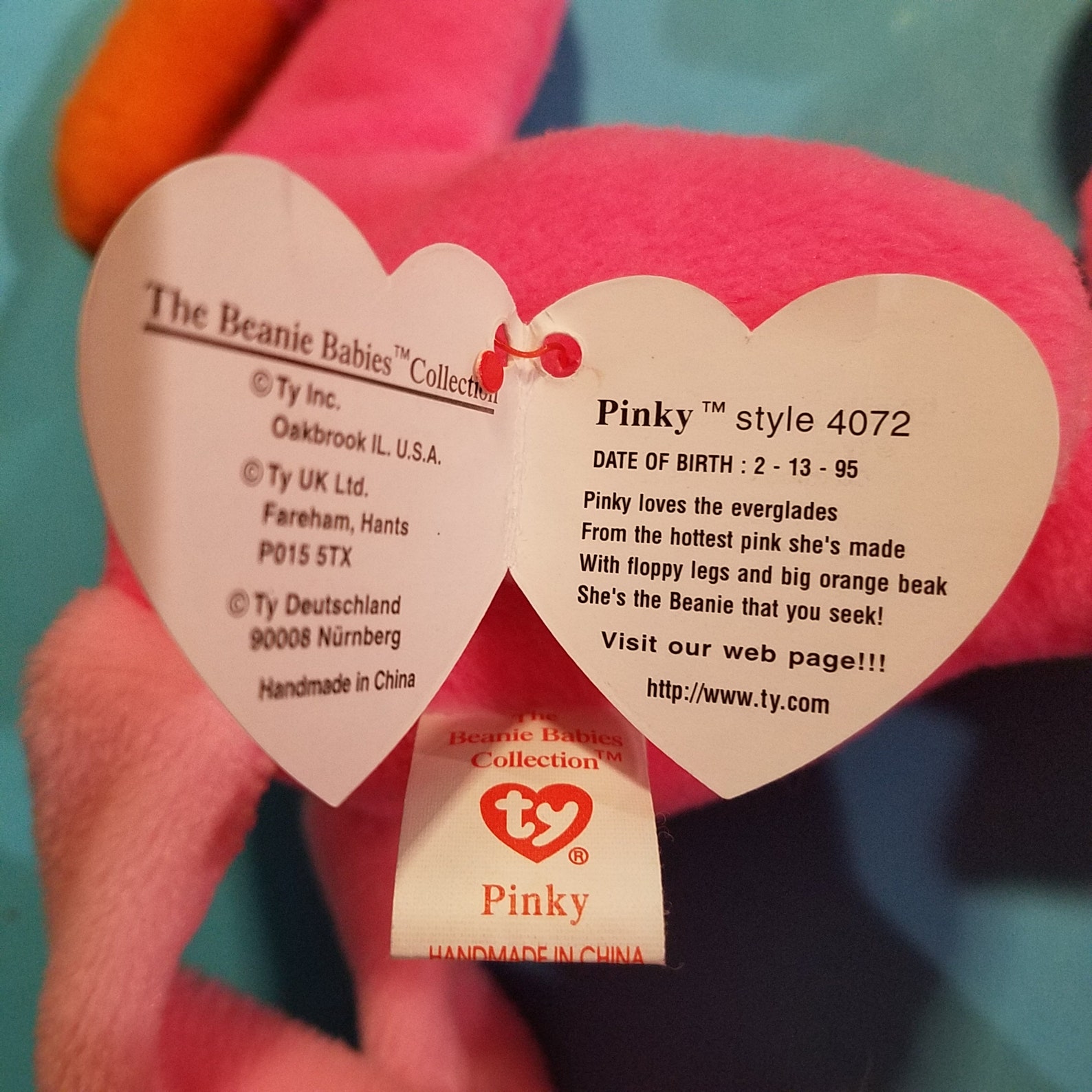 Ty Beanie Babies Pinky the Flamingo with both tags attached Etsy