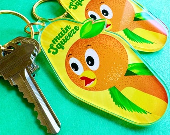 BIRDS Orange Bird Backpack Fob "Main Squeeze" Disney World and Sunshine Tree Terrace Orlando's Florida Orange Bird