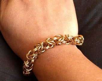 Brass Byzantine Chainmail Bracelets Handcrafted