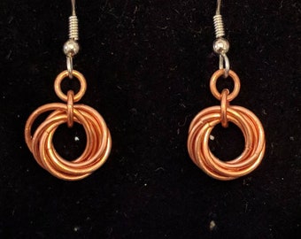 Simple, elegant copper knot earrings