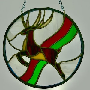 Leaping Reindeer Stained Glass