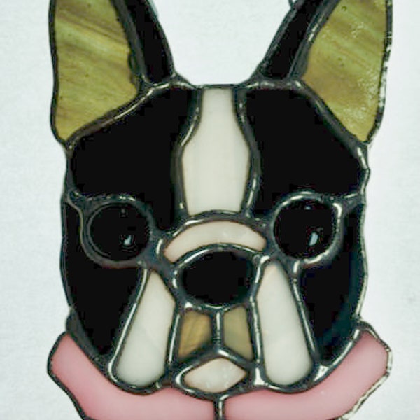Boston Terrier Stained Glass