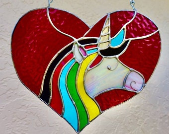 Unicorn Heart Stained Glass