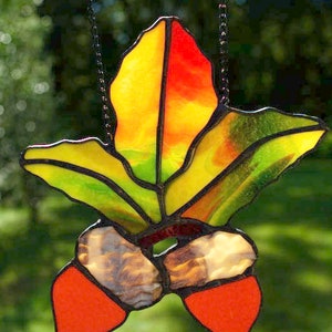 Oak Leaves With Acorns Stained Glass