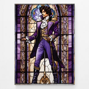 Prince musician Poster Stained Glass Cool Gift Wall Art Home Decor Art Poster Art Print Interior design Room Decor original art work by Vart