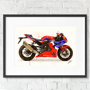 Watercolor Honda CBR 1000RR motorcycle, giclee art print, awesome gift for a motorcyclist - oryginal artwork by Vart.