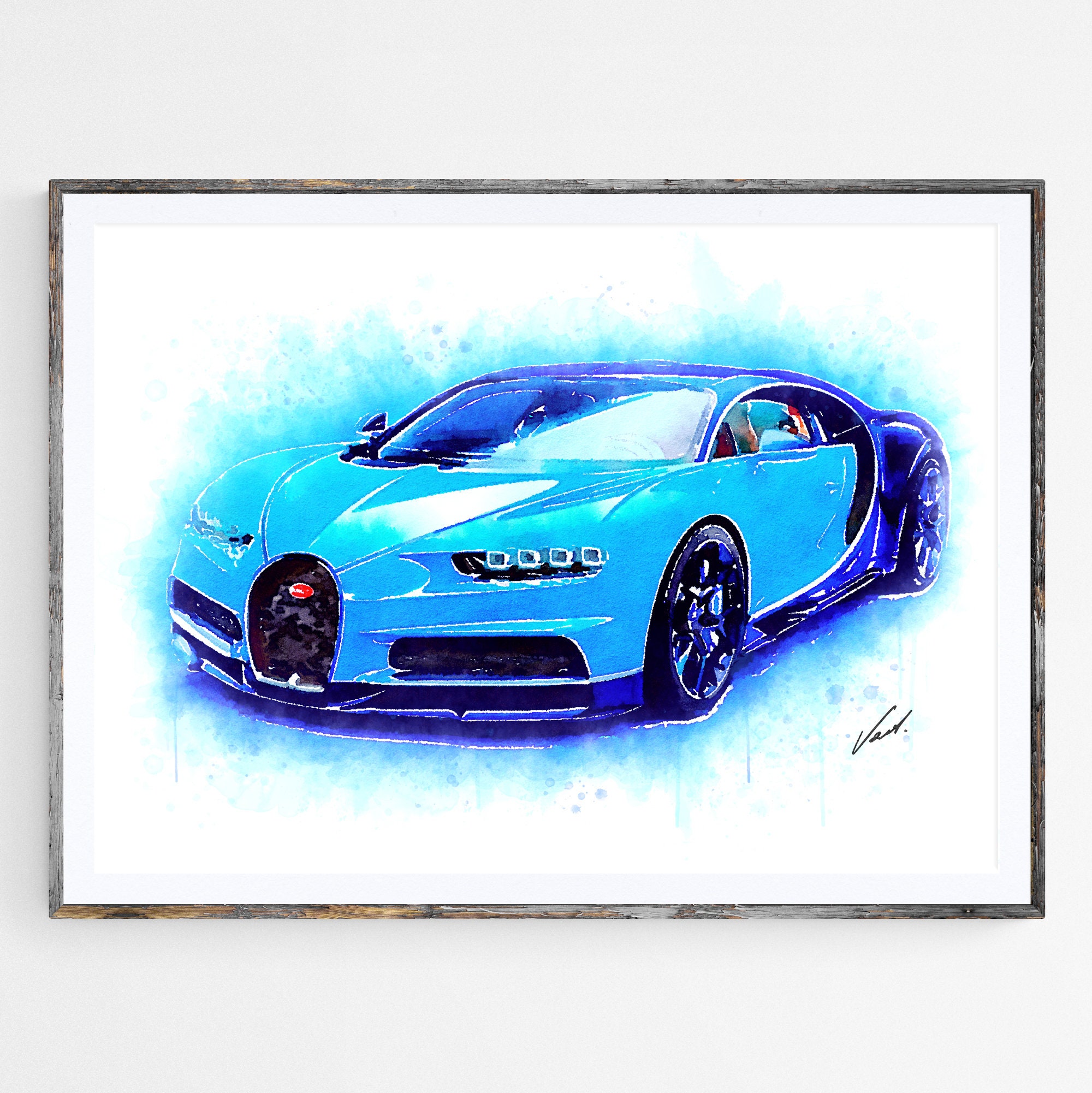Watercolor Super Car Collection, art print poster, awesome gift for the car lover - oryginal artwork by Vart