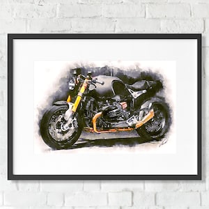 Watercolor BMW R NineT CAFE RACER motorcycle, art print poster, awesome gift for a motorcyclist - oryginal artwork by Vart.