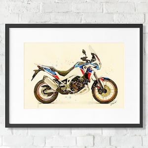 Watercolor Honda Africa Twin CRF 1100 Adventure Sport motorcycle, giclee art print, awesome gift for a motorcyclist-oryginal artwork by Vart