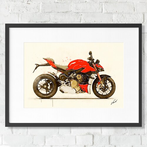 Ducati 916 SPS 24 X 36 Inch (2ft X 3ft) Art Print Signed by Nathan
