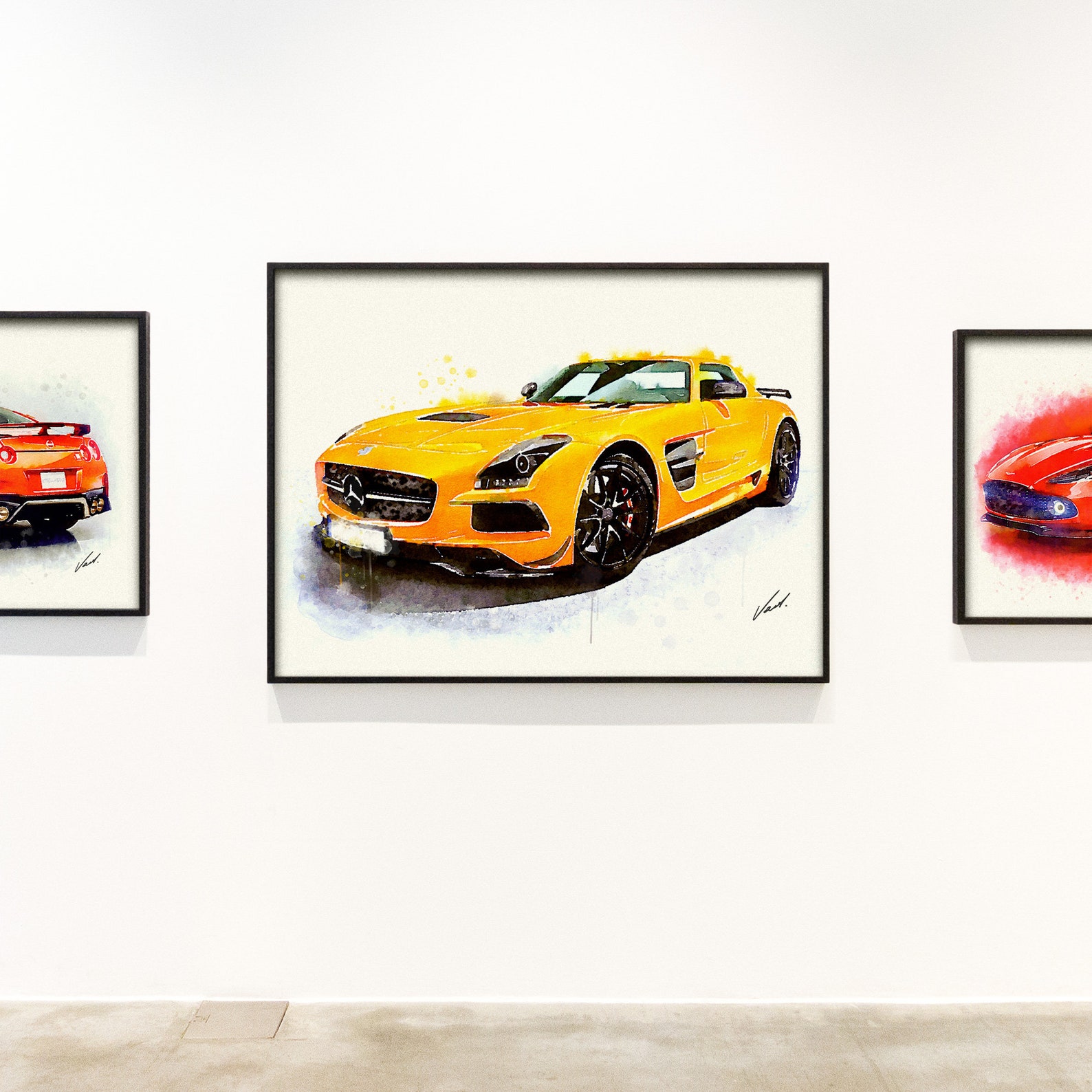 Watercolor Mercedes SLS AMG, Art Print Poster, Awesome Gift for the Car ...