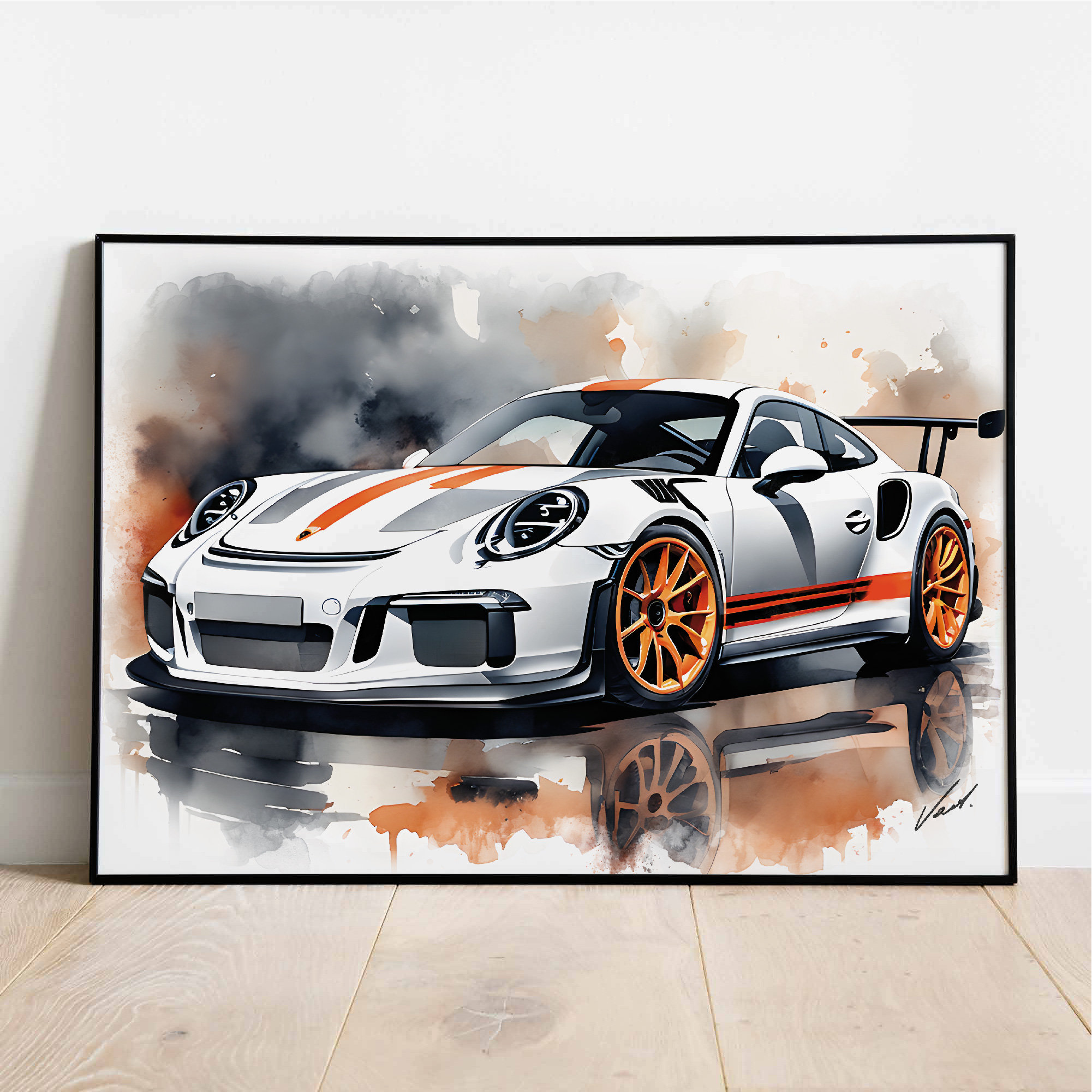 Watercolor Porsche 911 GT3 RS Art Print Poster Awesome Gift for