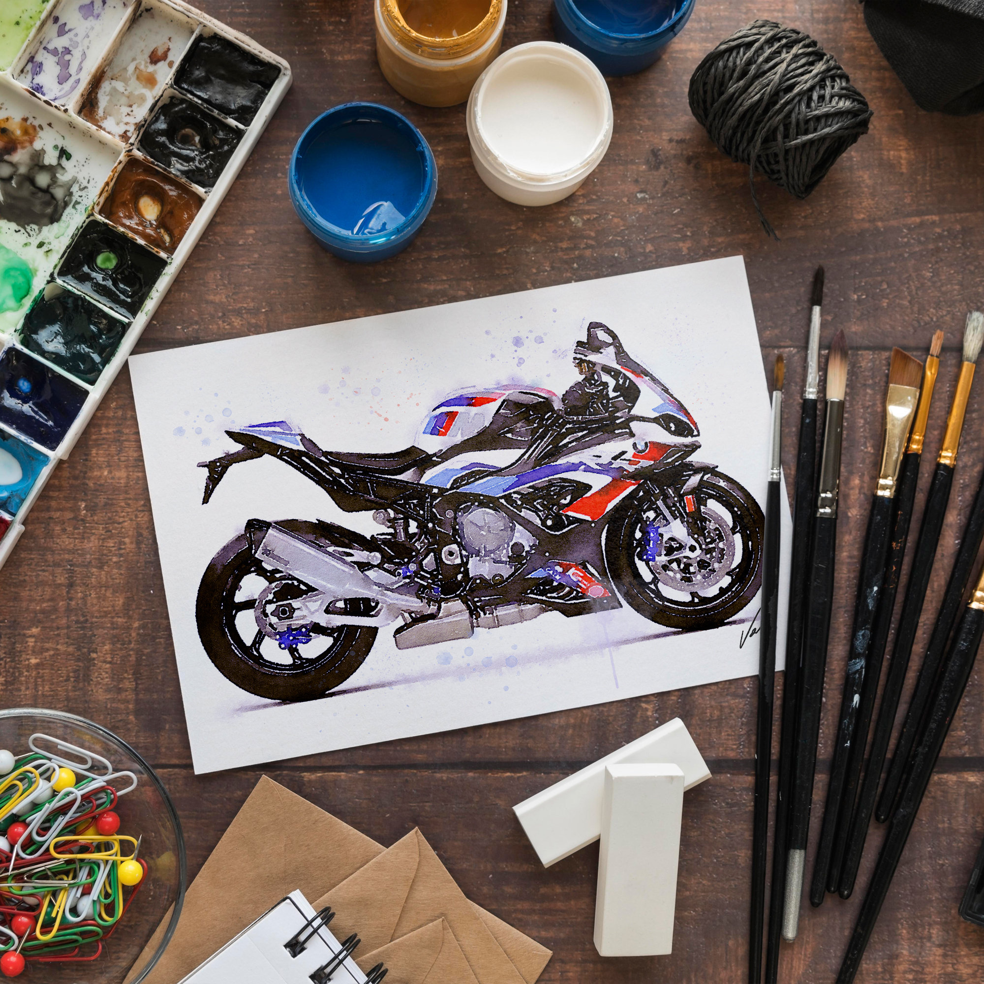 Watercolor BMW S 1000 RR Motorcycle Art Print Poster Awesome | Etsy