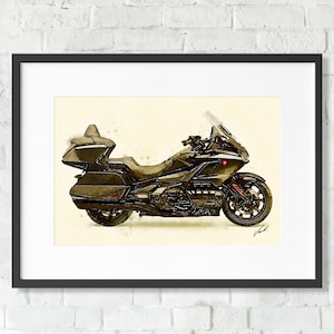 Watercolor Honda Gold Wing motorcycle, giclee art print, awesome gift for a motorcyclist - oryginal artwork by Vart.