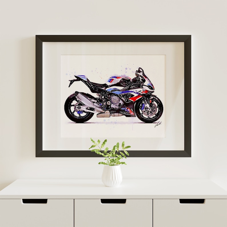 Watercolor BMW S 1000 RR Motorcycle, Art Print Poster, Awesome Gift for ...