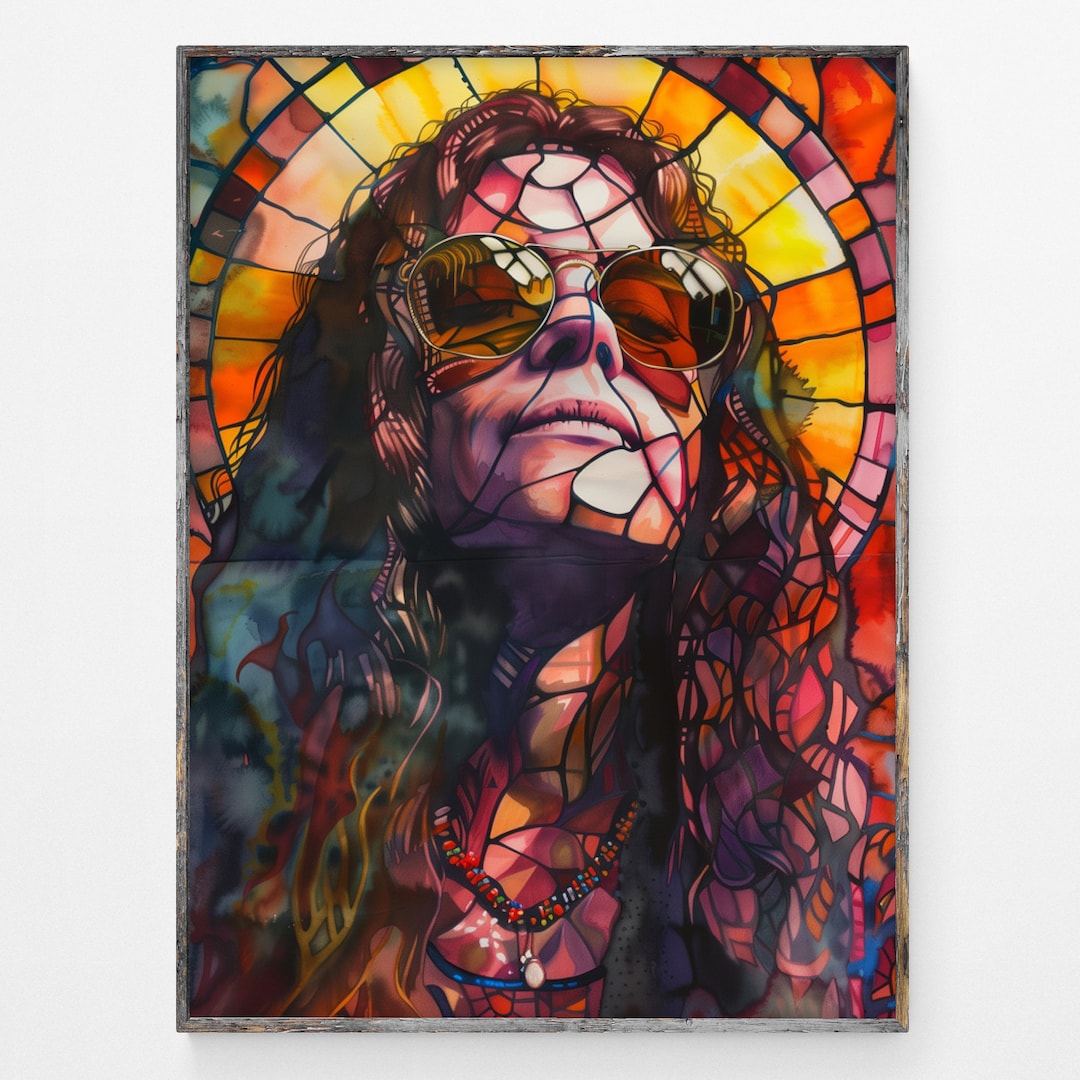 Janis Joplin Musician Poster Stained Glass Cool Gift Wall Art Home ...