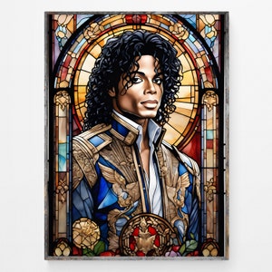 Michael Jackson musician Poster Stained Glass Cool Gift Wall Art Home Decor Art Poster Art Print design Room Decor original art work by Vart