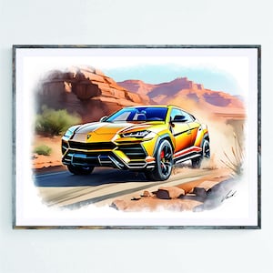 Lamborghini Urus art print poster best gift supercar sport car art work Wall Art Home Decor Room Decor Art Poster - oryginal artwork by Vart