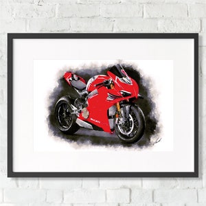Ducati Panigale V4R 2019 pôster de impressão de arte de motocicleta, melhor presente, arte de moto, arte de parede, decoração de casa, arte de Vart