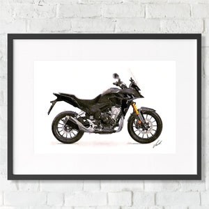Watercolor HONDA CB500X motorcycle, art print poster, awesome gift for a motorcyclist, oryginal artwork by Vart.