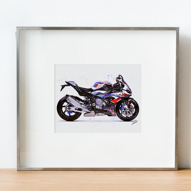 Watercolor BMW S 1000 RR Motorcycle, Art Print Poster, Awesome Gift for ...