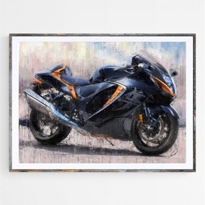 SUZUKI Hayabusa motorcycle, art print poster, awesome gift for a motorcyclist - oryginal artwork by Vart