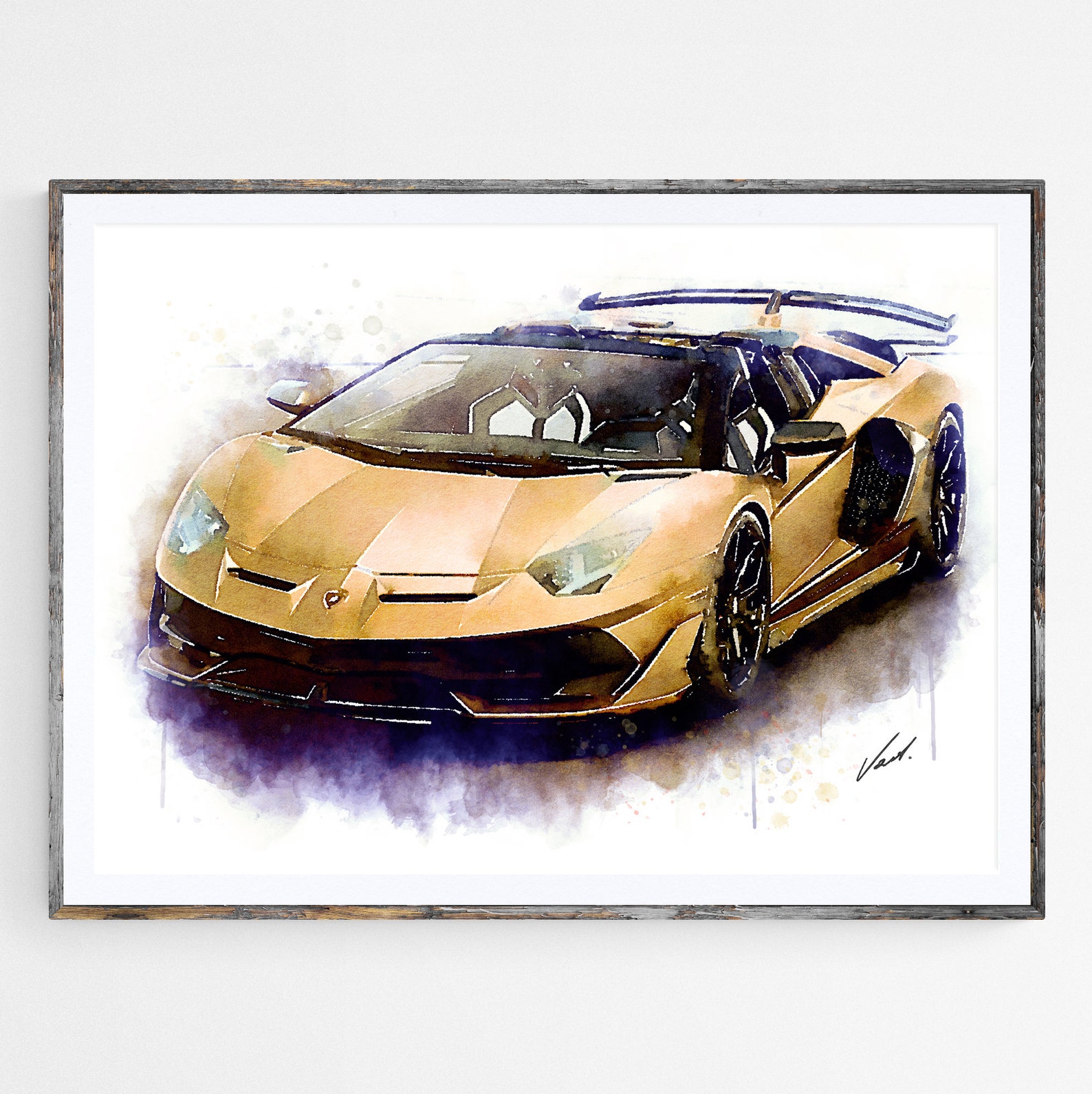 Watercolor Lamborghini Aventador Art Print Poster Awesome - Etsy