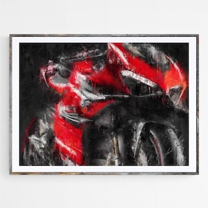 Motocicleta Ducati Superleggera V4, pôster de impressão de arte, presente incrível para um motociclista, arte original de Vart.
