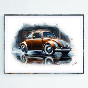 Volkswagen Beetle art print poster best gift supercar sport car art work Wall Art Home Decor Room Decor Art Poster oryginal artwork by Vart