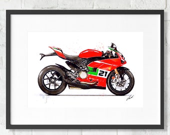 Watercolor Kawasaki Ninja ZX10R Motorcycle, Giclee Art Print