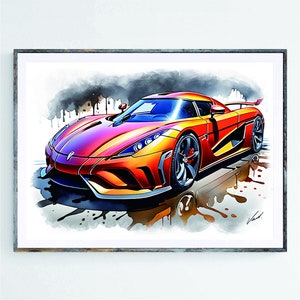 Koenigsegg Regera art print poster best gift supercar sport car art work Wall Art Home Decor Room Decor Art Poster oryginal artwork by Vart