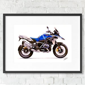 Watercolor BMW R1250GS Trophy motorcycle, art print poster, awesome gift for a motorcyclist - oryginal artwork by Vart.