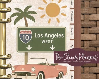 Planner Dividers | A5 GM MM PM Personal Wide Pocket | Ring Agenda Tab Dividers | California Los Angeles Santa Monica Beverly Hills Hollywood