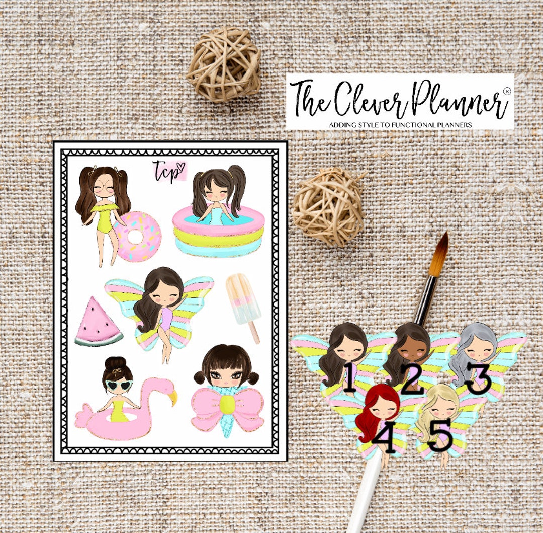 Deco Sticker Sheet | Summer Girl Planner Stickers - Large Deco Sheet - Etsy