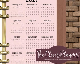 2027 Year At A Glance for your pm mm gm agendas, personal planner year at a glance, pocket planner, A5 year at a glance