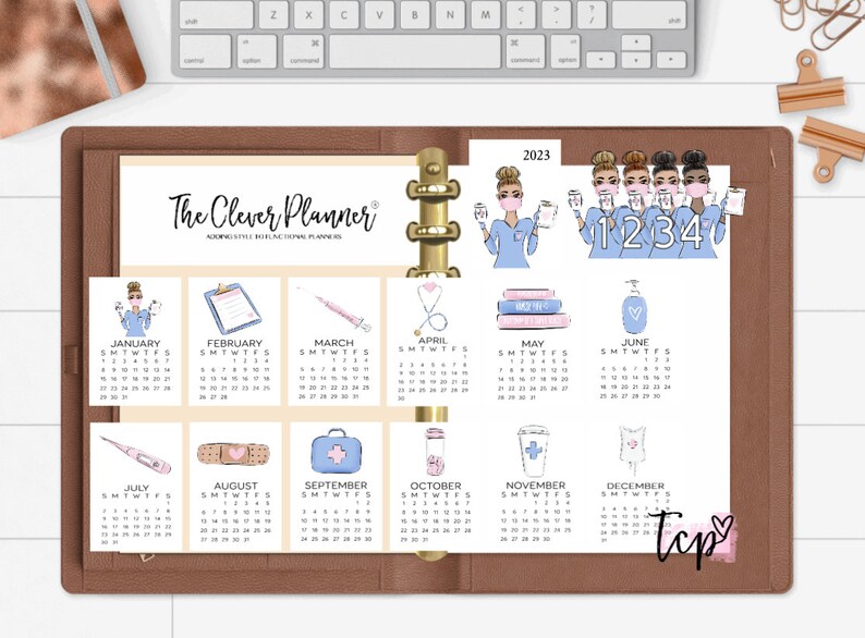 Nurse Monthly Planner Calendar Cards 2023 for Your Planner or Etsy