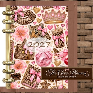 Monthly Calendar printed for planner dividers made for planner dividers in sizes PM MM GM, Pocket, A5, personal, Pink Leopard Print  2027