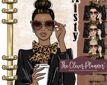 Planner Dashboard personalized for your pm mm gm agendas, personal planners, Personal size, A5 planner dashboards, Leopard print