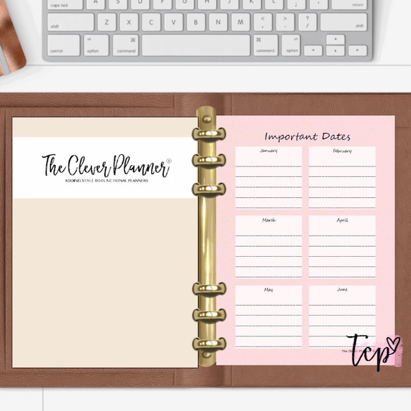 Important dates Printed Planner Pages for your pm mm gm agenda, personal, pocket and A5 size planner inserts Blush Pink Tracker