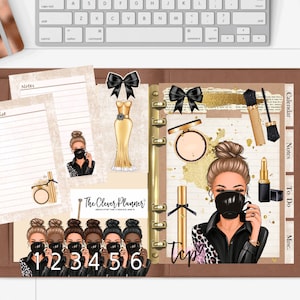 Planner insert bundle tab set gold and black fashion for your gm mm pm agenda, (planner not included) Insert bundle for your planner leopard