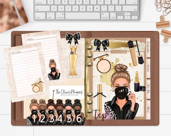 Planner insert bundle tab set gold and black fashion for your gm mm pm agenda, (planner not included) Insert bundle for your planner leopard