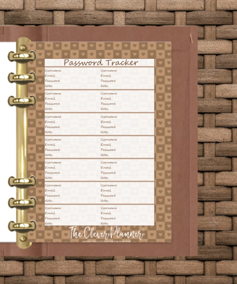 PRINTED Password Tracker Planner Insert Refills for Your Pm Mm Gm ...